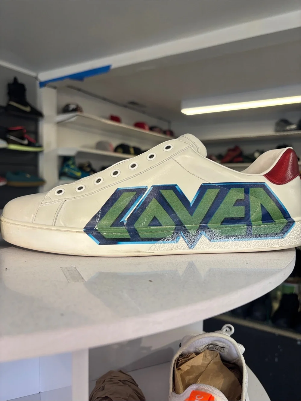 Gucci ace loved white leather mens size 10